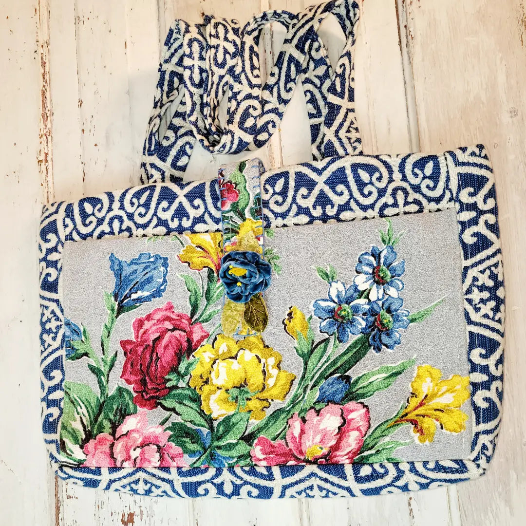 Shabby French Home Blue & Yellow Tote Bag