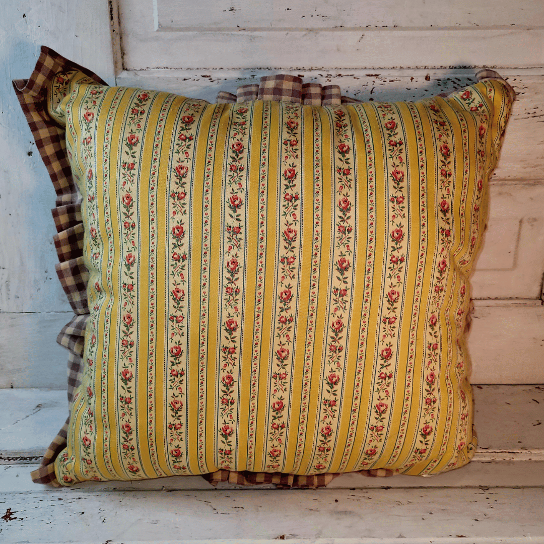 Patchwork Pillow with Hand Painted Center